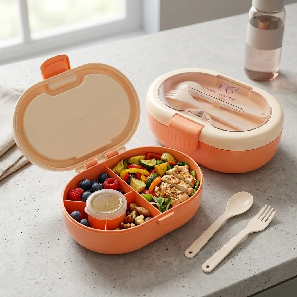 Plastic Bento Lunch Box with C - đánh giá và giá Food Storage With Dividers